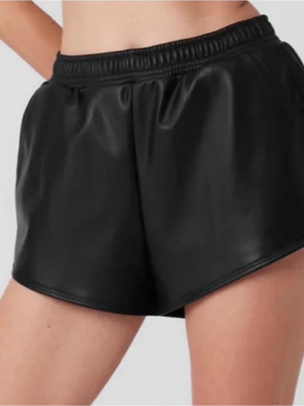 Alo Black Faux Leather Shorts, Small